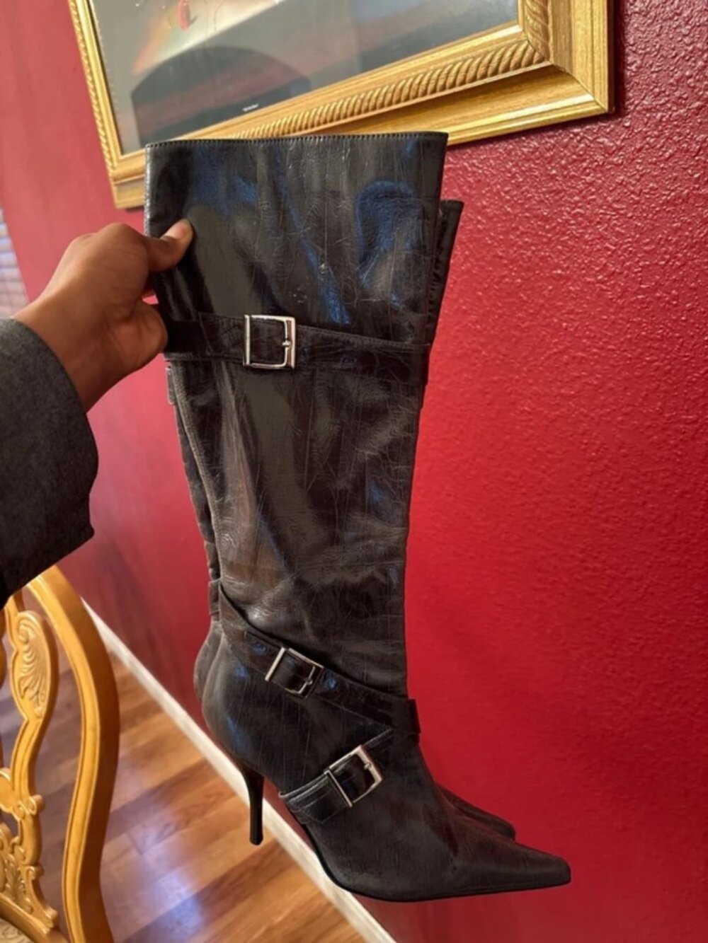 Vintage Grey Leather Boots